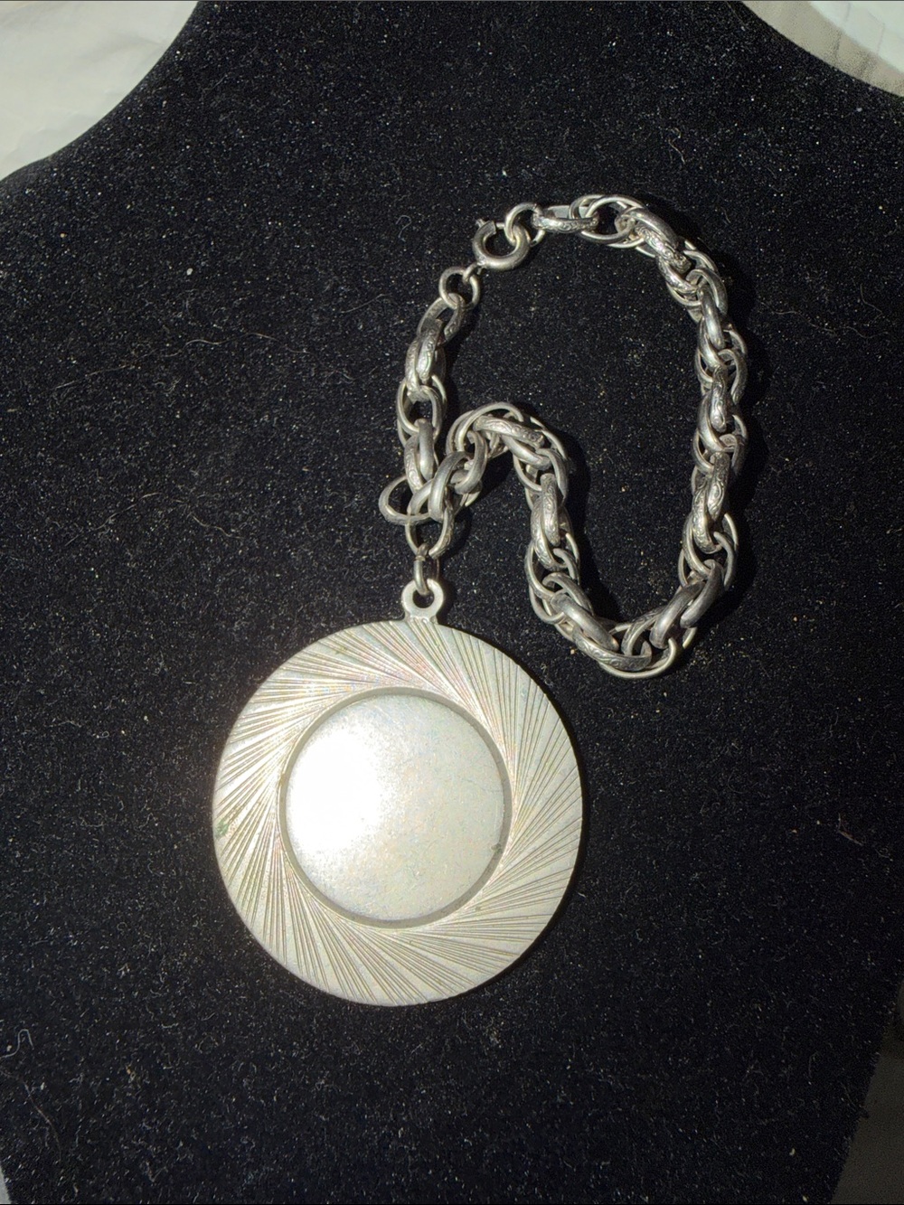 Vintage Silver Sunburst Medallion Pendant Bracelet Engravable